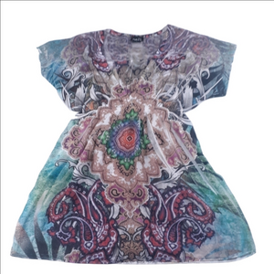 Rue 21 Colorful Paisley Print Sheer Blouse Size Medium